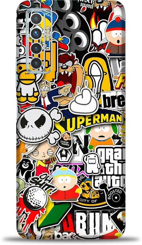 gizmo Tecno Camon 17 Mobile Skin  (Sticker Bombing multicolor skin with ultra matte finish)