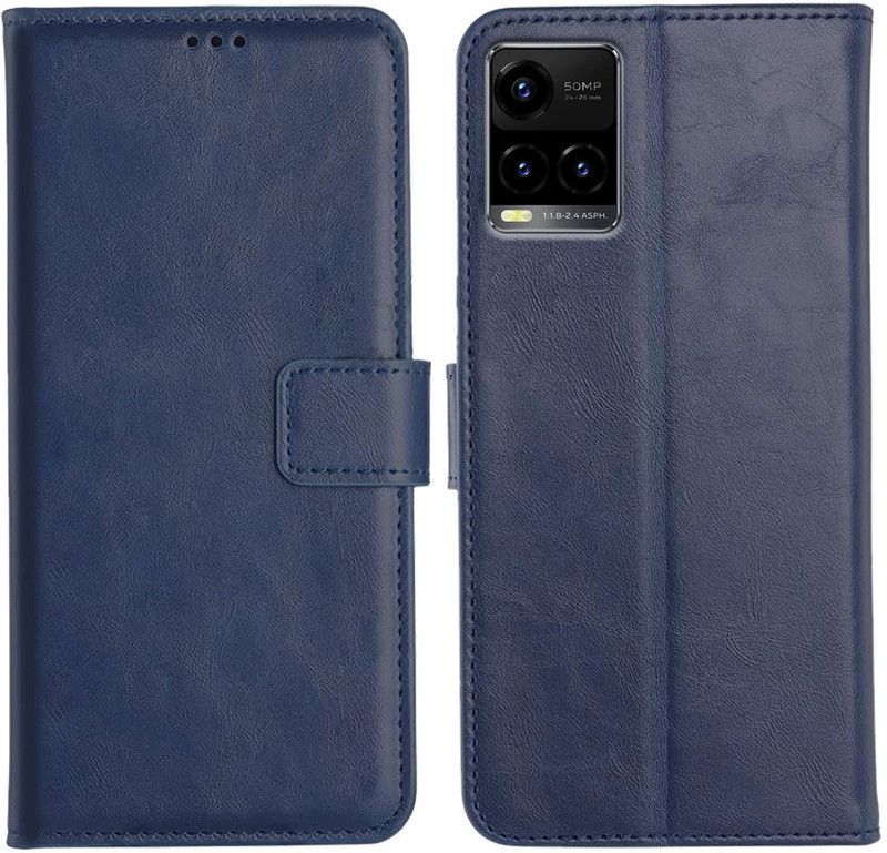 Orosky Flip Cover for Vivo Y33s  (Blue, Dual Protection)
