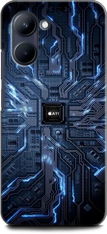 INDICRAFT Back Cover for Realme C33, RMX3624 A11, CHIP, ELECTRONIC, RETRO, TECHNOLOGY, CIRCUIT  (Multicolor, Shock Proof, Pack of: 1)