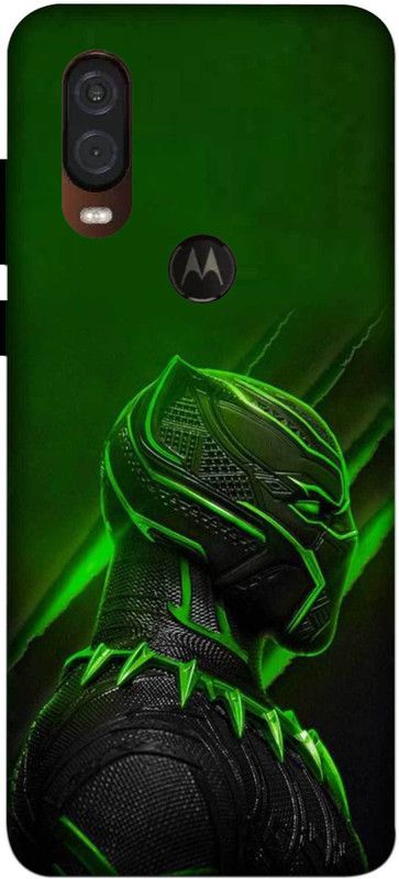 NDCOM Back Cover for Motorola One Vision Black Panther In Green Printed  (Multicolor, Hard Case)