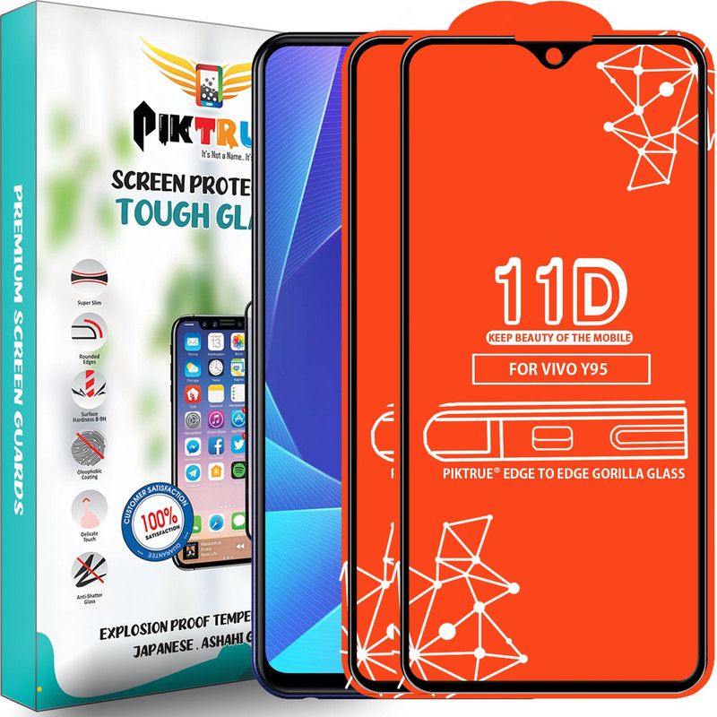 PikTrue Edge To Edge Tempered Glass for Vivo Y95  (Pack of 2)