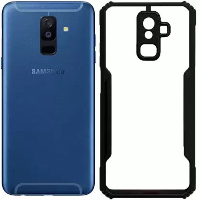 Mobile Case Cover Back Cover for Samsung Galaxy J6 Plus  (Black, Transparent, Camera Bump Protector, Silicon, Pack of: 1)