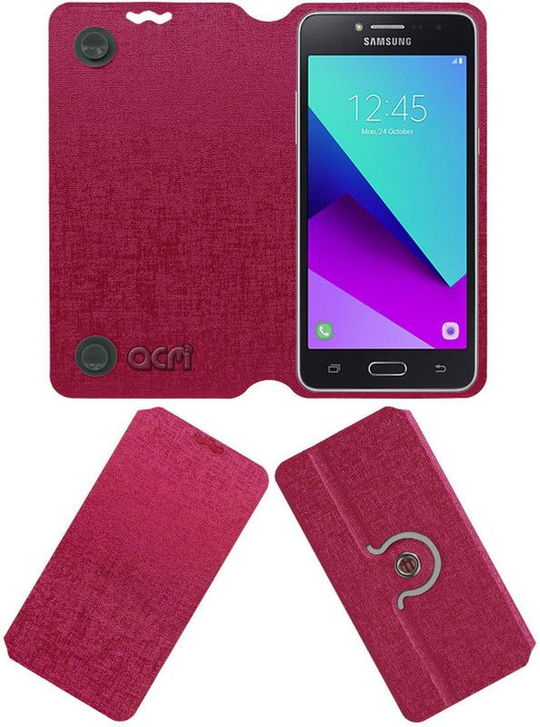 ACM Flip Cover for Samsung Galaxy J2 Ace  (Pink, Cases with Holder)