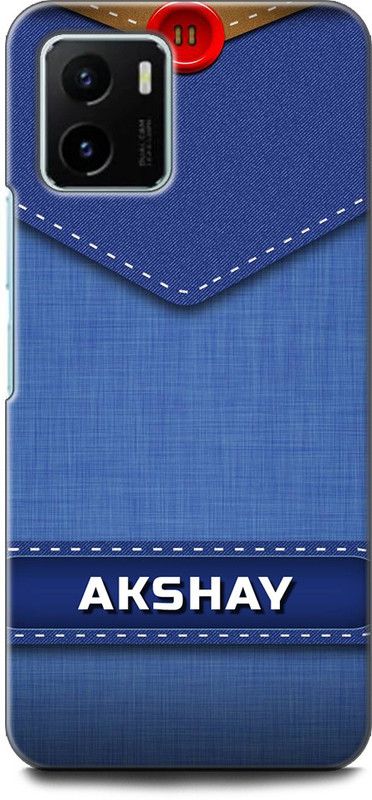 WallCraft Back Cover for Vivo Y15s, V2120 AKSHAY NAME, A, LETTER, BLUE, JEANS, ALPHABET, DESIGN  (Multicolor, Dual Protection, Pack of: 1)