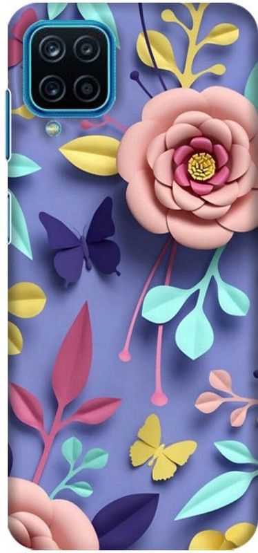 PNBEE Back Cover for Samsung Galaxy A12, SM-A125F - 3D Flower Print  (Multicolor, Hard Case, Pack of: 1)