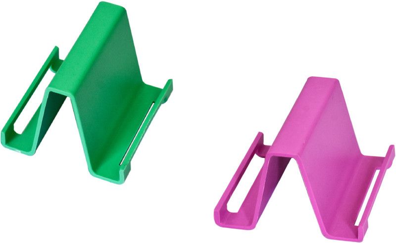 i-FiX Dual Display Plastic Table Mount Mobile Stand (COMBO PACK OF 2 , GREEN & PINK) Mobile Holder