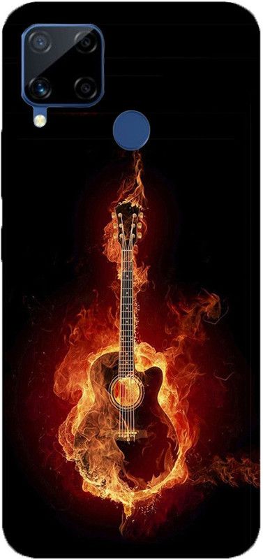 METOO Back Cover for REALME C12, Fire Guitar Design Print Back Cover Print : 11  (Multicolor, Dual Protection, Silicon, Pack of: 1)
