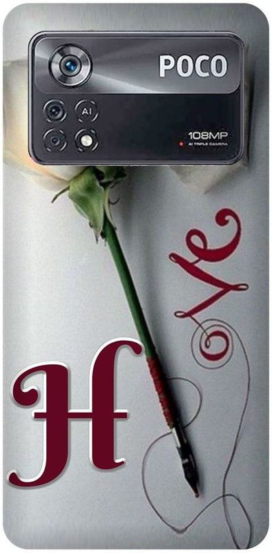 play fast Back Cover for POCO X4 Pro 5G, H, NAME, LETTER, ALPHABET, LOVE  (Silver, Hard Case, Pack of: 1)