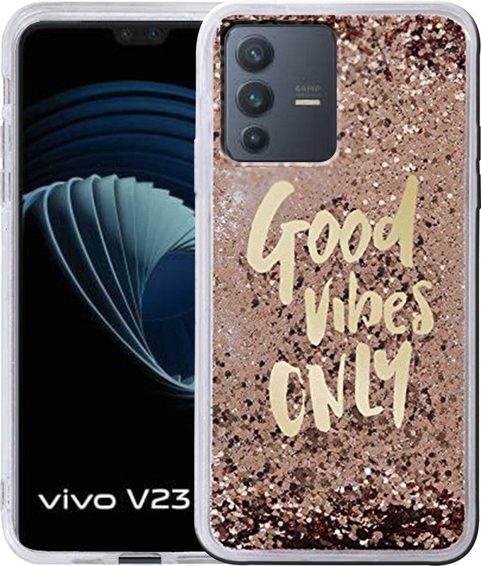 Rance Back Cover for Vivo V23 5G|Liquid Flowing Glitter Sparkle Moving Stars Girls & Women  (Gold, Grip Case)