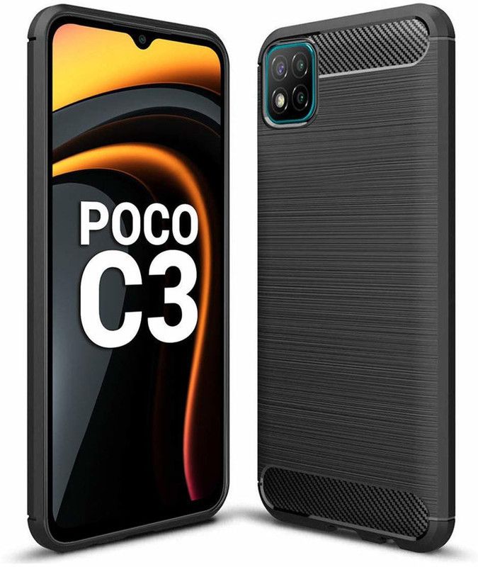 ASMANTIC Back Cover for Poco C3  (Black, Pack of: 1)