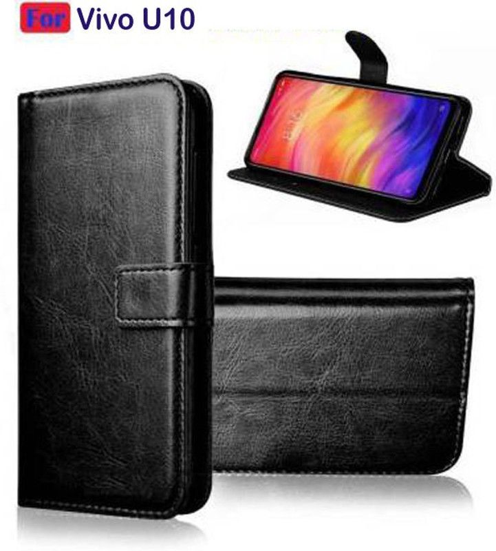 Finely Flip Cover for Vivo U10  (Black, Pack of: 1)