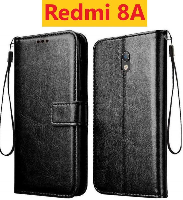 MOHSUM Flip Cover for Redmi 8A  (Black, Cases with Holder)