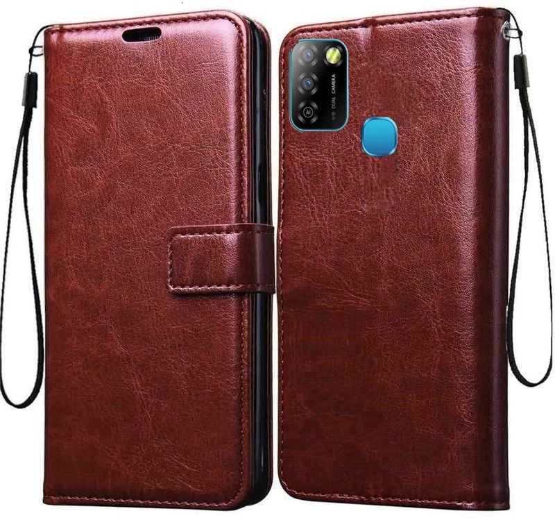 Tingtong Flip Cover for Infinix Smart 5A  (Brown, Cases with Holder)