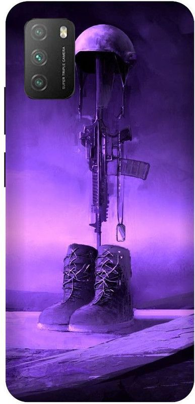 3D U PRINT Back Cover for POCO M3 ,MZB09M4IN,MZB087AIN,MZB0879IN, Army Pattern,indian army  (Purple, Waterproof, Pack of: 1)