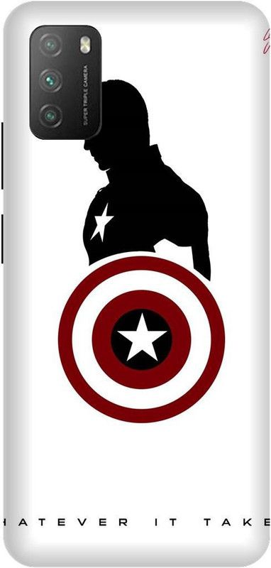 UMPRINT Back Cover for Poco M3/MZB087AIN Captain America Marvel Superhero Printed Back Cover  (Multicolor, Hard Case, Pack of: 1)