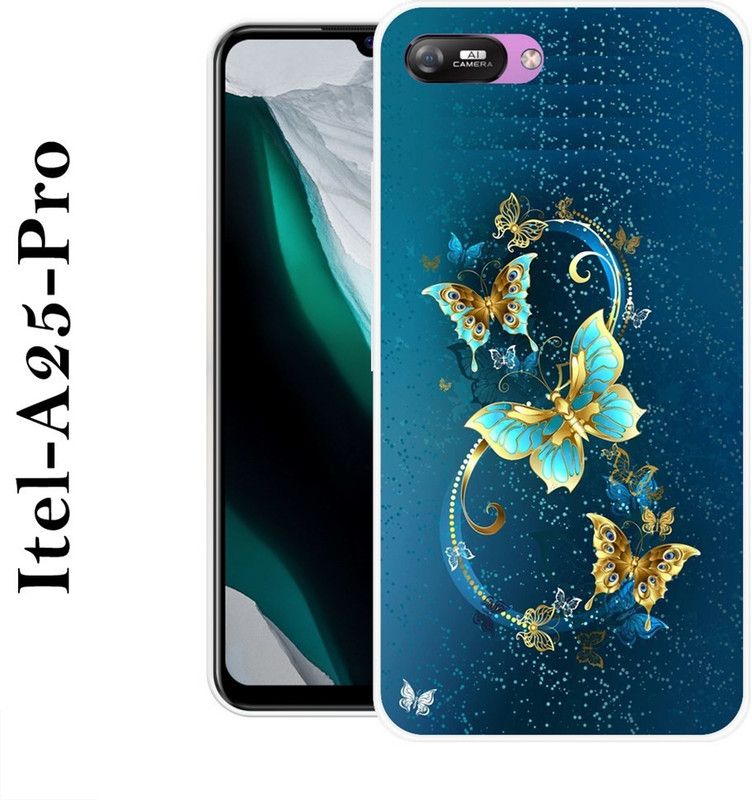 Sswastik Back Cover for Itel A25, Itel A25 Pro  (Blue, Gold, Grip Case, Silicon)