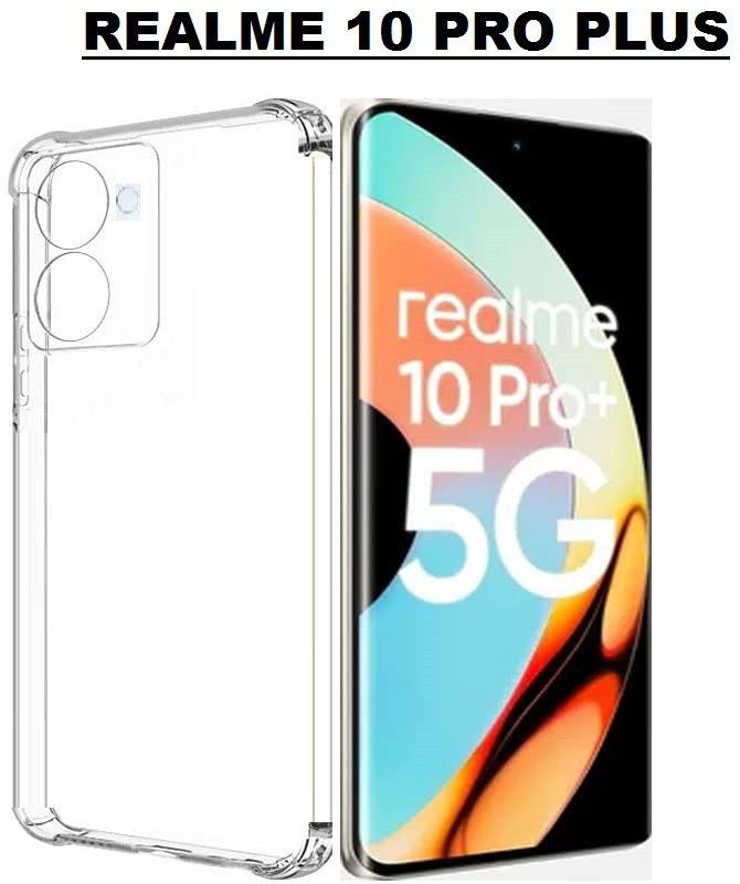BRENZZ Back Cover for realme 10 Pro Plus, realme 10 Pro +  (Transparent, Shock Proof, Silicon, Pack of: 1)