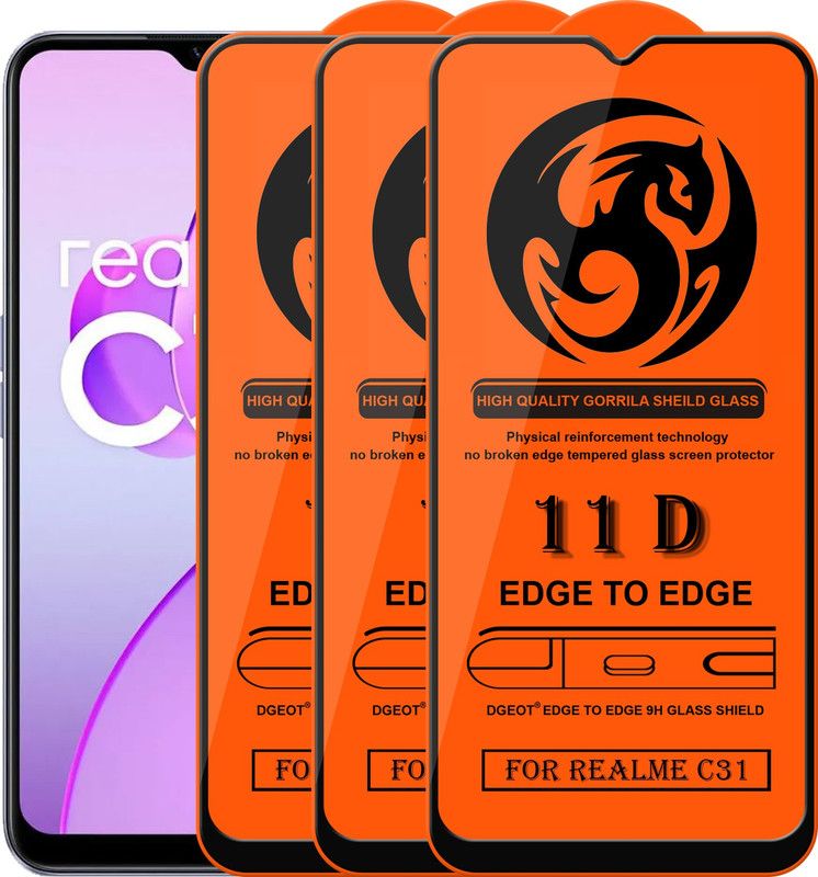 HQ Protection Edge To Edge Screen Guard for Realme C31  (Pack of 3)