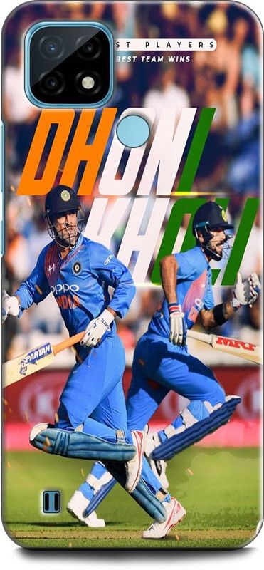 WallCraft Back Cover for Realme C21, RMX3201 DHONI, KOHLI, CRICKET, SPORT  (Multicolor, Dual Protection, Pack of: 1)