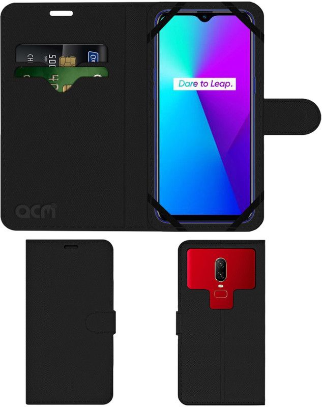ACM Flip Cover for Oppo Realme 3i  (Black, Cases with Holder, Pack of: 1)