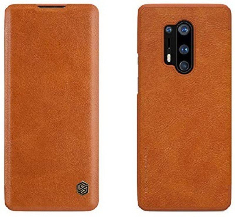 Rakulo Flip Cover for Oneplus 8 Pro  (Brown, Dual Protection, Pack of: 1)