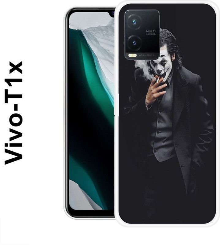 INDIALAND Back Cover for Vivo T1x  (Black, White, Silicon)
