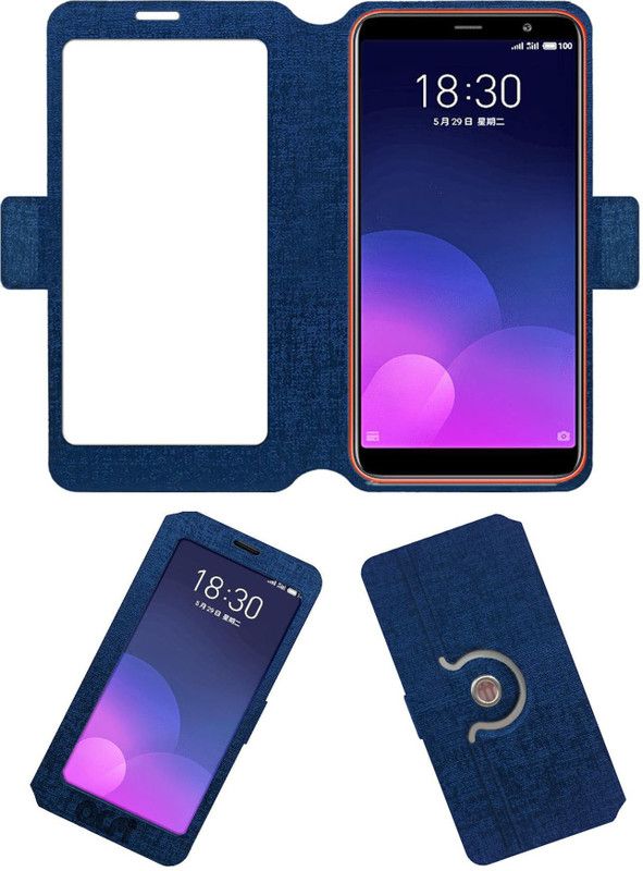 ACM Flip Cover for Meizu M6t  (Blue, Cases with Holder, Pack of: 1)