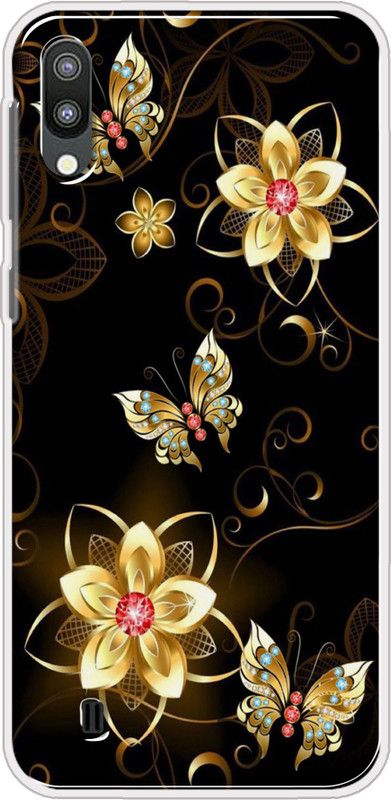Hansviprint Back Cover for Samsung Galaxy M10  (Black, Gold, Grip Case, Silicon, Pack of: 1)