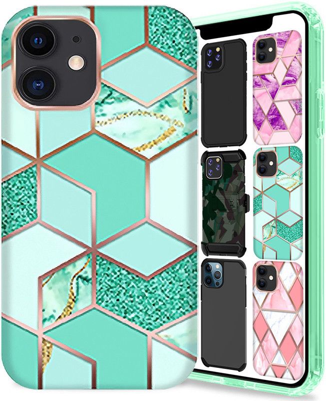 DuraSafe Cases Back Cover for iPhone 12 iPhone 12 PRO - 6.1" 2020 Lightweight Slim Embedded Print Soft Silicone Cover  (Green, 3D Case, Silicon, Pack of: 1)