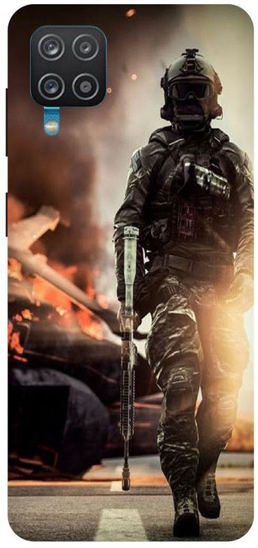 THE NARAYANA COLLECTIONS Back Cover for SAMSUNG GALAXY F12-PUBG,FOGI,SOLDIER,AIR,FORCE  (Multicolor, Hard Case, Pack of: 1)