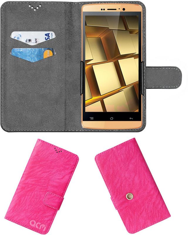 ACM Flip Cover for Iball Andi 5q Gold 4g  (Pink, Cases with Holder, Pack of: 1)