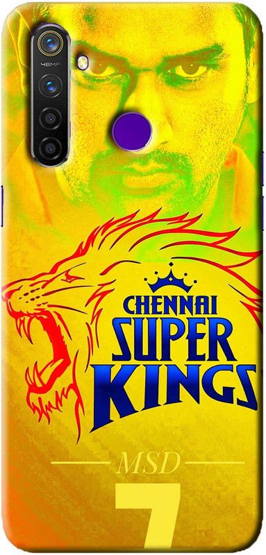 NDCOM Back Cover for Oppo Realme 5s IPL CSK Logo MS Dhoni Printed  (Multicolor, Hard Case, Pack of: 1)