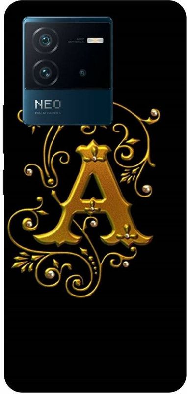 THE NARAYANA COLLECTIONS Back Cover for IQOO NEO 6- l2126-A,NAME,LATTER,ALPHABET,GOLDEN  (Multicolor, Hard Case, Pack of: 1)
