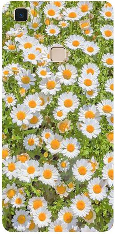 Golden Mask Back Cover for Vivo V3 Max Yellow And White Flower  (Multicolor, Waterproof, Silicon, Pack of: 1)
