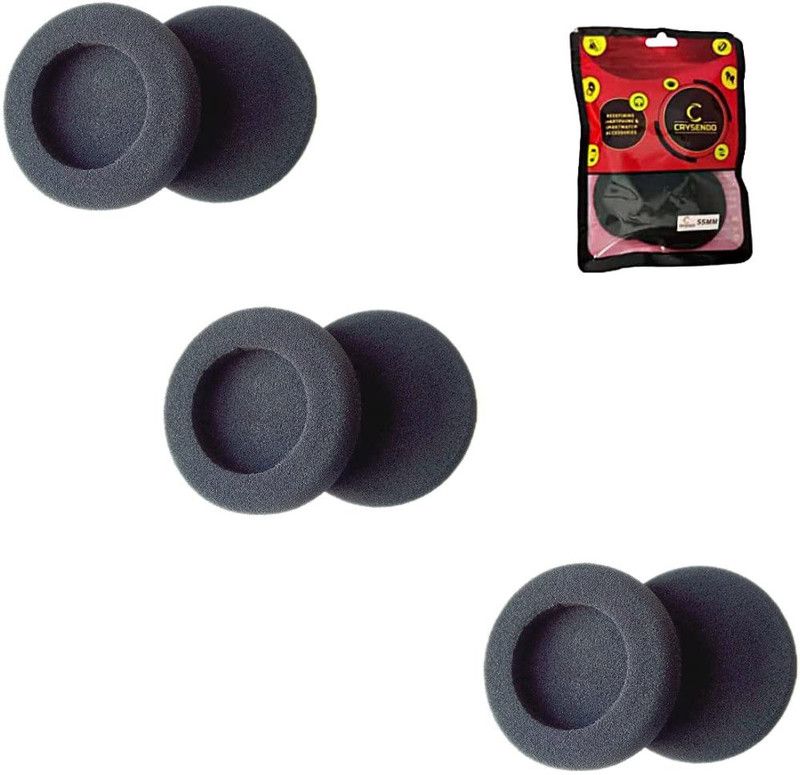 Crysendo Compatible with PLANTRONICS 55mm|10mm Thick Headphone Cushion(3 pairs) Over The Ear Headphone Cushion  (Pack of 3, Black)
