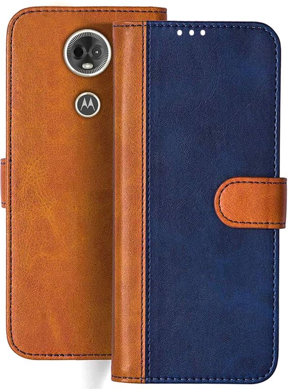 HANIRY Flip Cover for Moto E5 Plus flip cover | Moto E5 Plus flip cover | XT1924-3 | Blue, Brown Design  (Brown, Magnetic Case)
