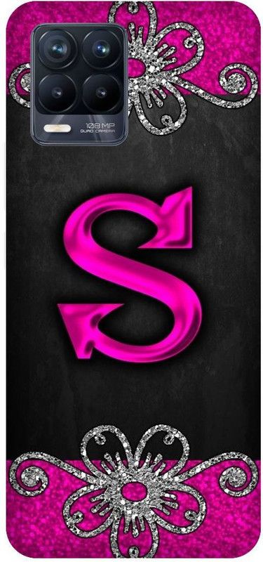3D U PRINT Back Cover for Realme 8 (4G) ,RMX3085 S letter,S name S word  (Pink, Waterproof)