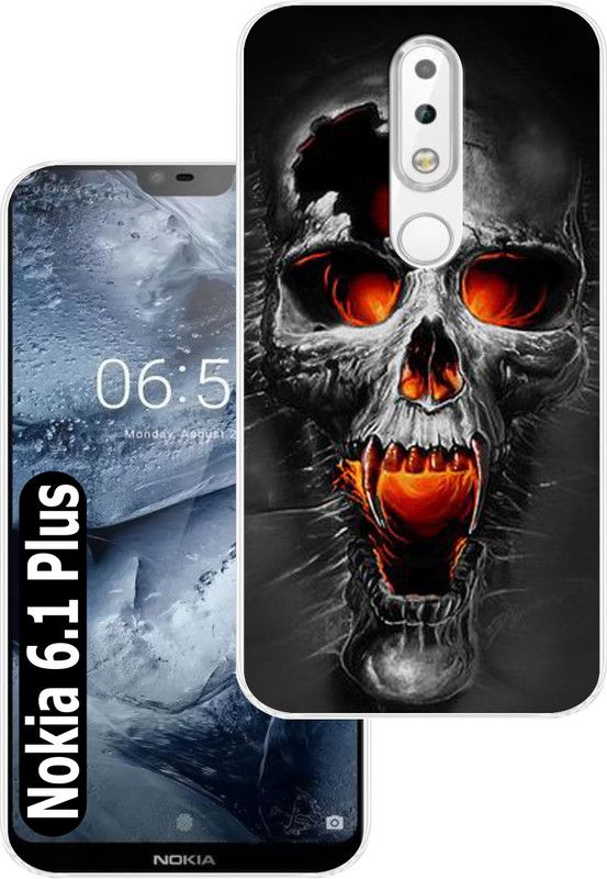 Goldista Back Cover for Nokia 6.1 Plus  (Grey, Orange, Flexible, Silicon, Pack of: 1)