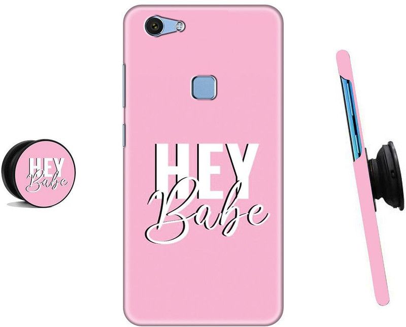 Hello Case Back Cover for VIVO V7  (Pink, White, Cases with Holder, Pack of: 2)