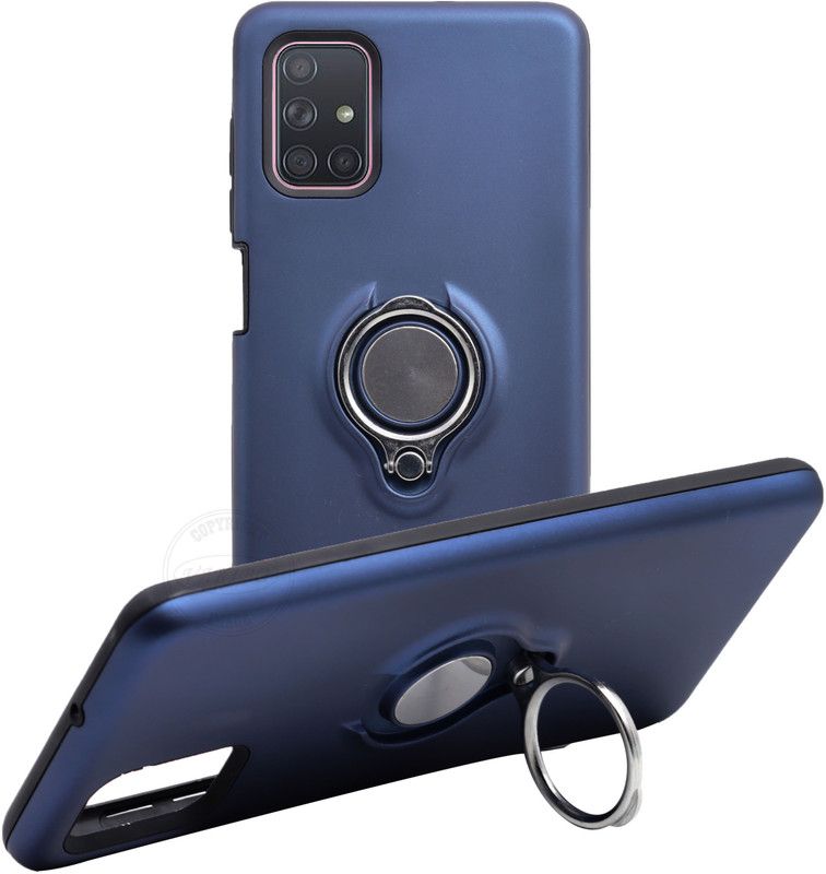 VAKIBO Back Cover for Samsung Galaxy A71, Ring Stand Back Cover- Dual Layer -Shock Proof - Strong Case  (Blue, Black, Rugged Armor, Pack of: 1)