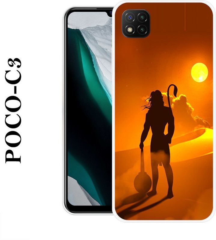 JATLAND Back Cover for Poco C3  (Orange, Black, Silicon)