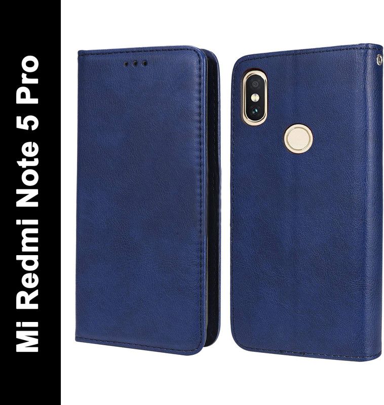Unistuff Flip Cover for Mi Redmi Note 5 Pro  (Blue, Dual Protection, Pack of: 1)