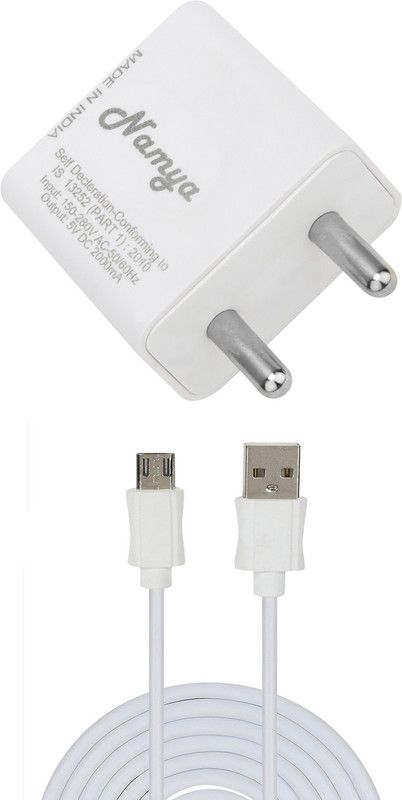 NAMYA 5 W NA 1 A Mobile 2A. FAST &SYNC/DATA CABLE FOR O__NE PLS 2 MINI Charger with Detachable Cable  (White)