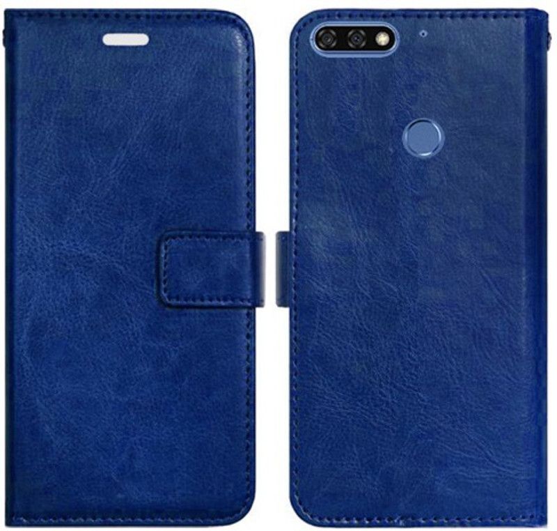 Realgo Flip Cover for Honor 7C  (Blue, Pack of: 1)