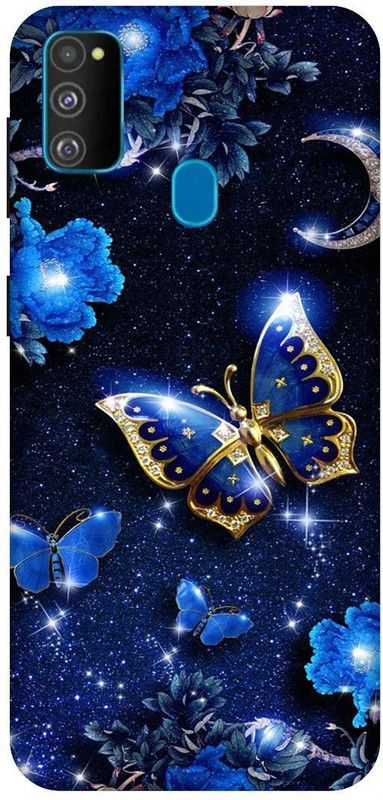 SSMORYA Back Cover for Samsung Galaxy M30s (Blue Butterfly) Printed Back Cover  (Multicolor, Waterproof, Pack of: 1)