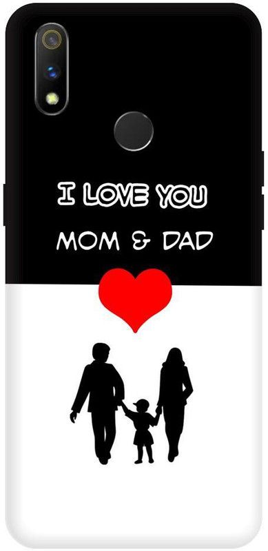 URCHIN Back Cover for Realme 3 Mom Dad, I love you mom dad, Mom Dad love, dad, mom, parents  (Multicolor, Shock Proof, Pack of: 1)