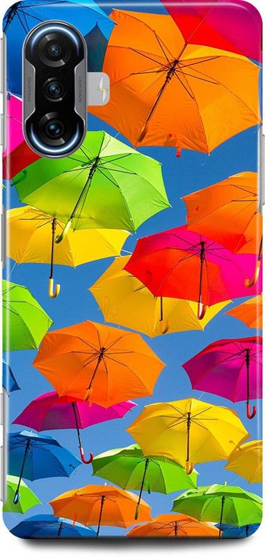 play fast Back Cover for POCO F3 GT FLYING, UMBRELLA, COLORFULL  (Multicolor, Hard Case, Pack of: 1)