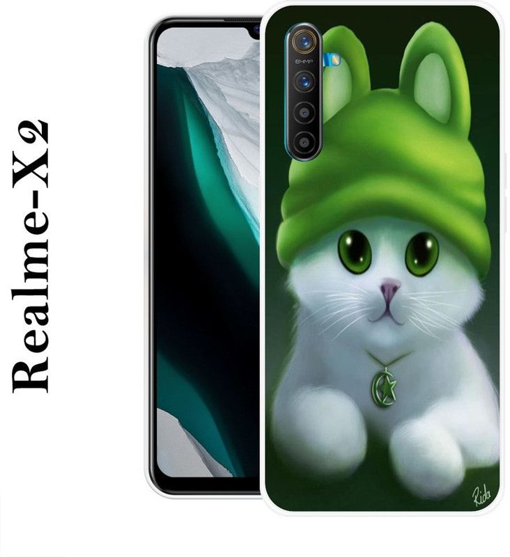 REDFLY Back Cover for Realme X2  (Green, White, Silicon)