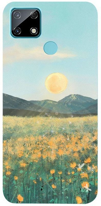 Golden Mask Back Cover for Realme c12 Sunshine Pinting  (Multicolor, Waterproof, Silicon, Pack of: 1)