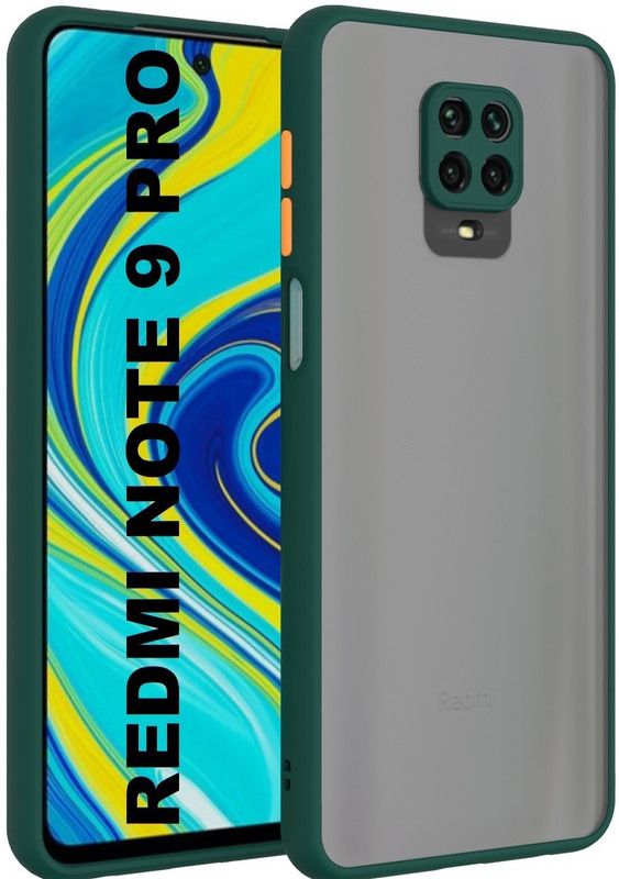 MobiLooks Back Cover for Redmi Note 9 Pro, Smoke Translucent Shock Proof Smooth Rubberized Matte Hard Back Case Cover  (Green, Dual Protection, Pack of: 1)